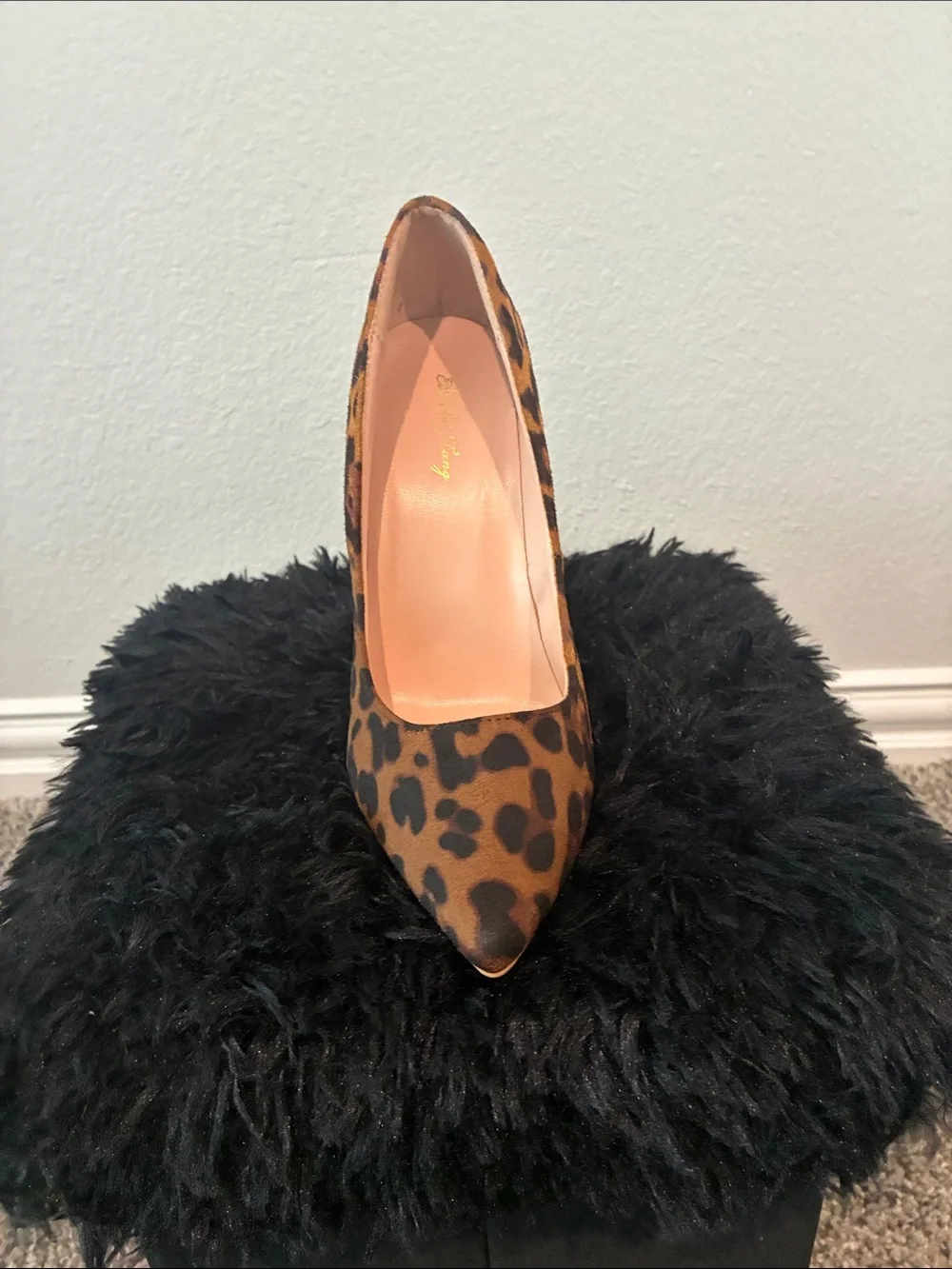 Leopard Print Pointed Toe Stiletto Pump - Brown/Black